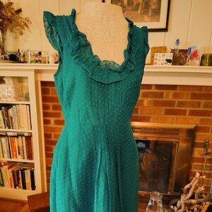 French Chic & Sheer Green Cocktail Dress